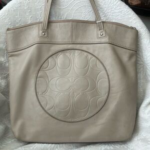 Sold….Coach Cream Leather Tote with Embossed Design
